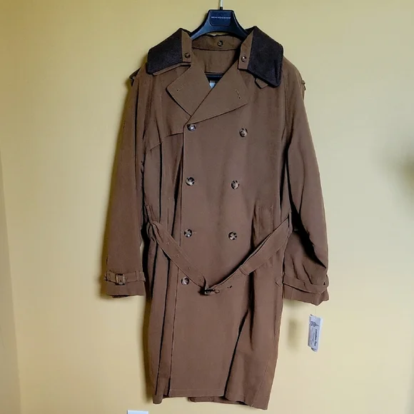 NWT London Fog Brown Double-Breasted Trench Coat - Picture 2 of 16